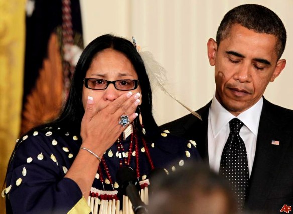Lisa Marie Iyotte at signing of the Tribal Law and Order Act of 2010